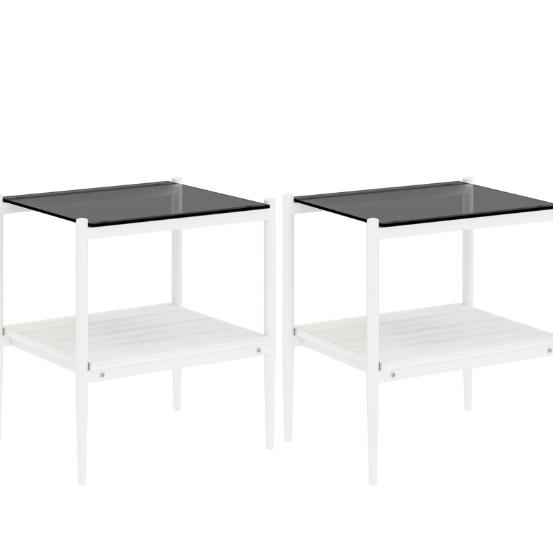 2 tables de bout pour le salon, verre trempé gris et L 19,1 po x l 15,51 po H 20,71 po, capacité de charge de 110 lb, surface lisse et table de 2, mobilier de pièce, apparence élégante