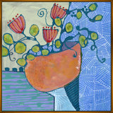 Three Flowers In Orange Vase Giclee On Canvas by Jill Krasner