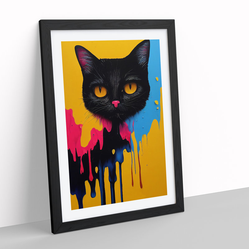Painted Cat No.1 - Wall Art, Black, 34cm H x 25cm W x 2cm D