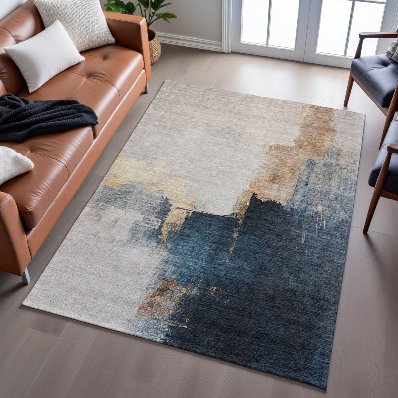 Premium Machine Washable Dahl AMF1071 Abstract Rug, Rectangle 9' x 12'