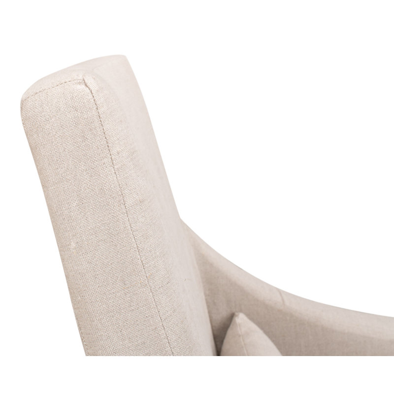 Chaise avec accoudoirs rembourrée en lin Brera, Ivoire