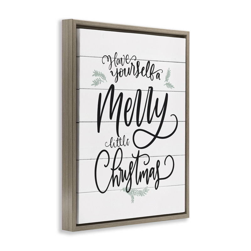 «Merry Little Christmas», art mural encadré sur toile flottante par lettrage et doublé hwp-286, H 31 po x l 25 po