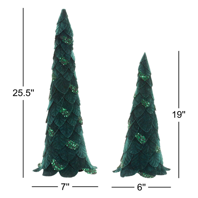 Ensemble de 2 pins verts à feuilles perlées