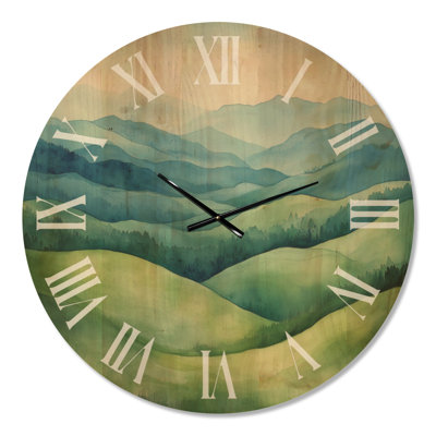 Très grande horloge murale en bois floral - Cool Mist Valley
