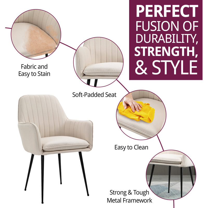 Beaury Fabric Armchair in Cream
