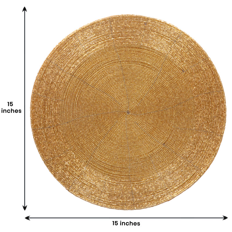 Handmade Round Placemats Set of 4 for Dining and Kitchen 14-inch Scratch-Resistant Table Decor, Gold