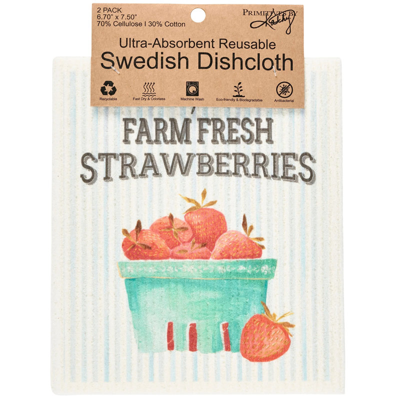  Strawberry Swedish Dishcloth Set
