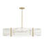 Lustre 6 lumières l 35 po x L 7 po en laiton vieilli peint avec des perles en bois peintes