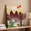 Toile dans un paysage tranquille, montagnes majestueuses, montée de leurs surfaces, art mural orné de rouges profonds et de bruns superposés-1085752981