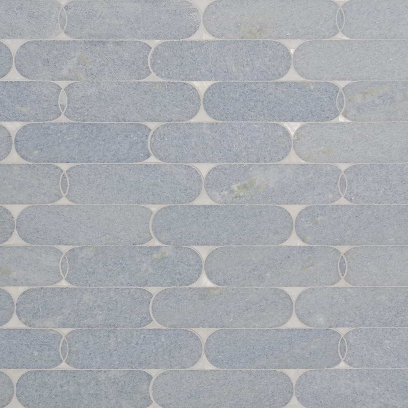 Norway 2x6 Polished Marble and Pearl Waterjet Mosaic Tile, Blue Celeste