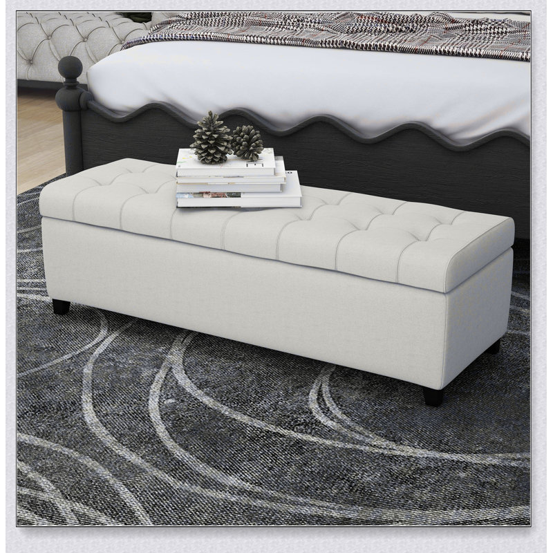 Banc de rangement rembourré avec repose-pieds avec coussin souple et beaucoup d'espace caché, peut supporter jusqu'à 300 lb pour une utilisation polyvalente