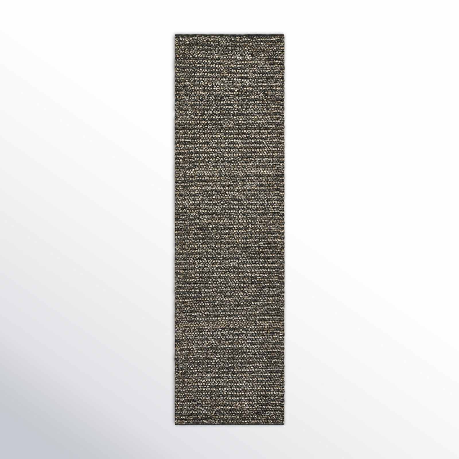 Asta Gray Hand-Woven Wool Rug, Runner 2'3" x 8'