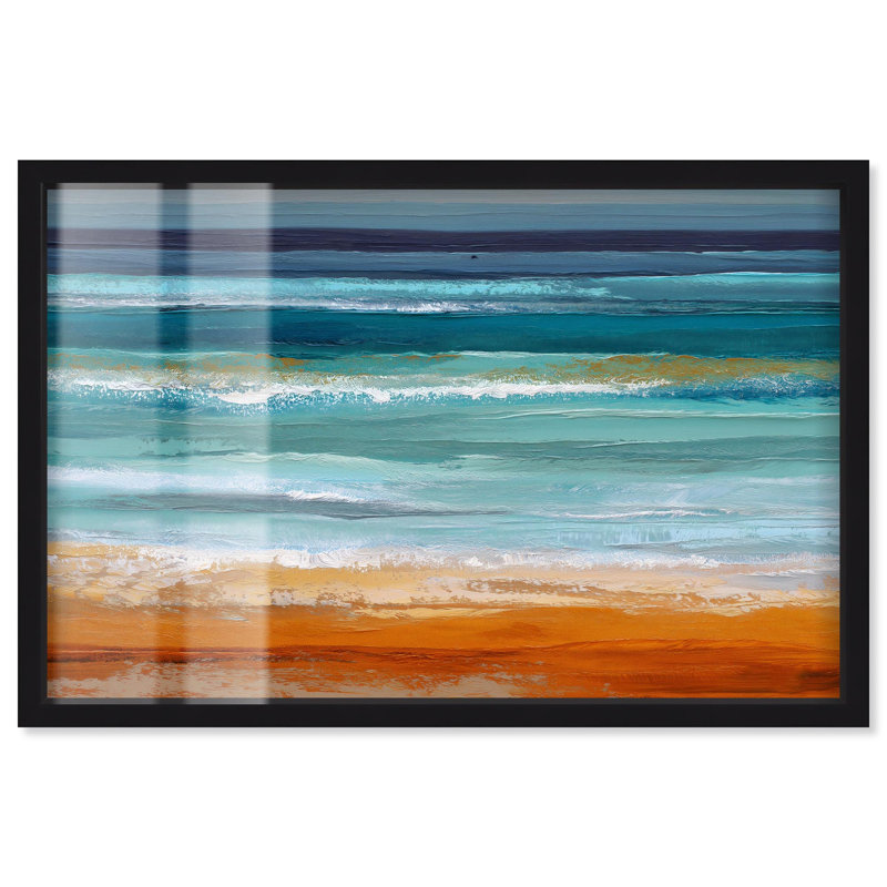 «Rhyth of the Waves I Coastal Art Shadowbox» par Art Remedy, 31" H x 46" W, Noir