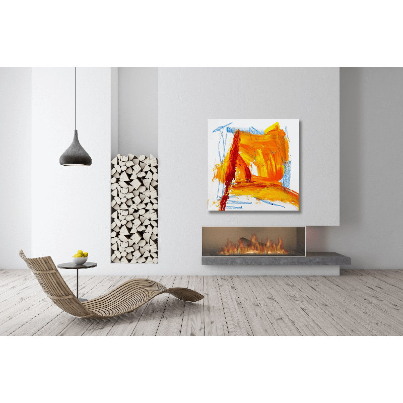 Amber Print, 48" H x 48" W x 1.5" D, Brown Framed Canvas
