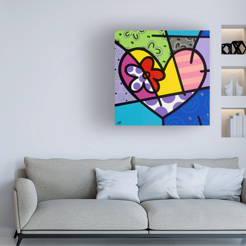 Art mural sur toile tendue - "Big Heart III" par Roberto Rafael pour décoration de salon, de chambre à coucher ou de bureau - 35 x 35