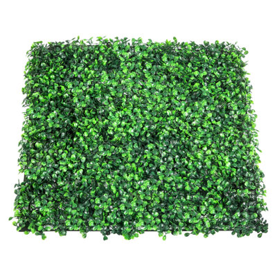 Artificial Boxwood Hedge Wall Panel - 20" x 20", PE/Plastic, 24 Pack, Green, UV Resistant