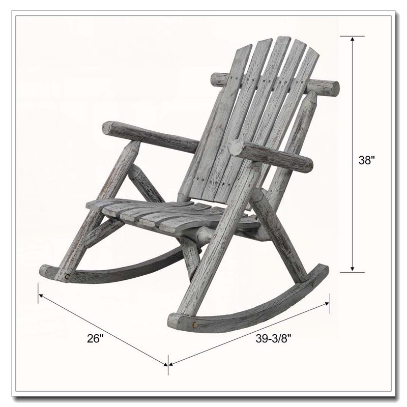 Chaise berçante en bois avec design ergonomique et dossier haut, Gris clair