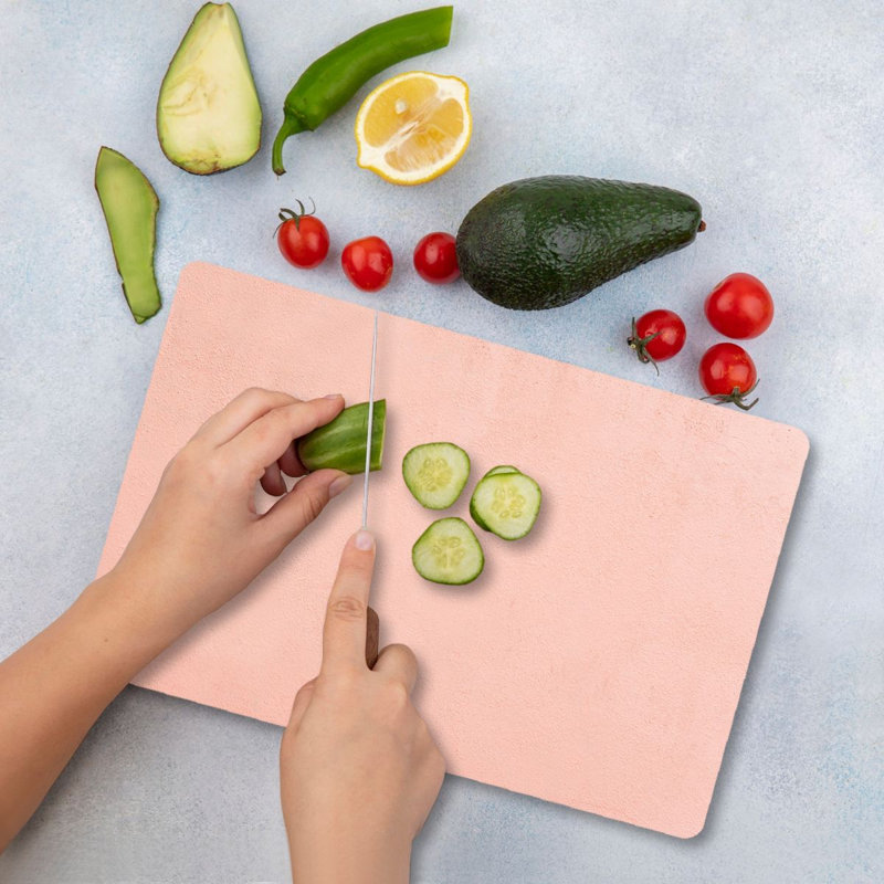 Flourish Tempered Glass Cutting Board, 7.9 x 11.8 inches | 100% Antibacterial, Easy-Clean Surface, Non-Slip Silicone Feet | Perfect for Food Prep & Serving, Durable & Stylish Kitchen Essential, Not Dishwasher Safe
