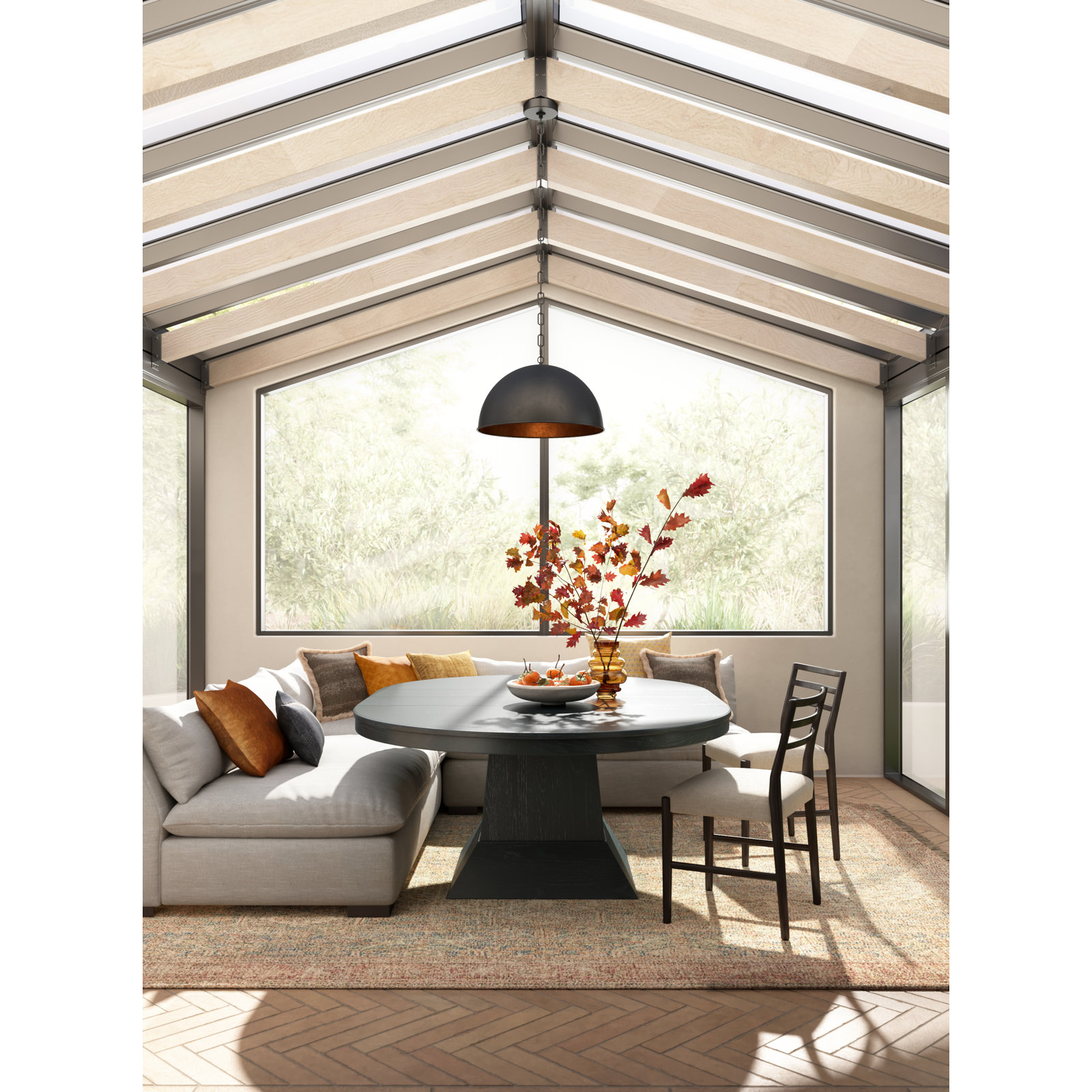 Najuma Dimmable Single Light Pendant, 10" H x 15" W x 15" D, Vintage Black