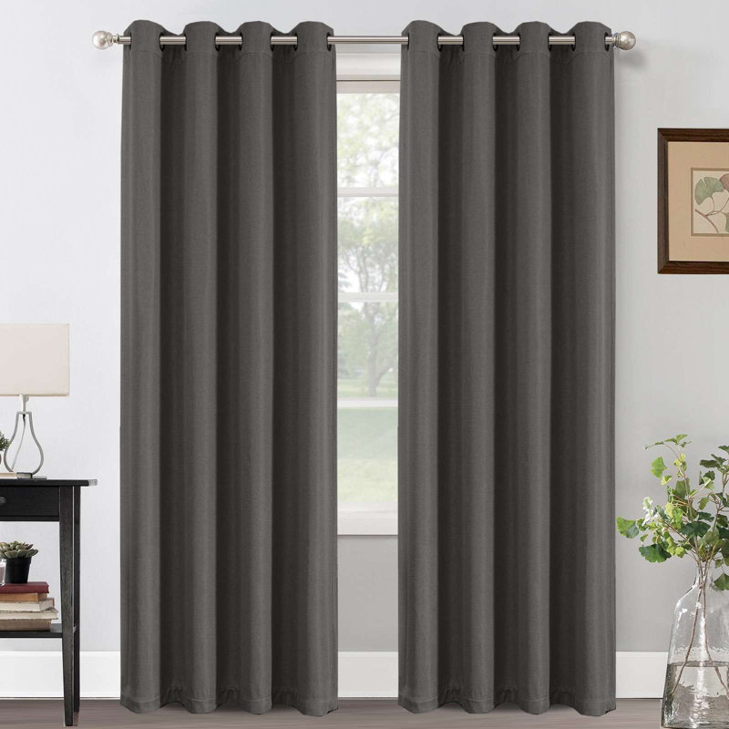 Linen Blackout Curtain for Bedroom/Living Room Thermal Insulated Grommet Linen Look Curtain Drapes Primitive Textured Burlap Effect Window Drapes 1 Panel