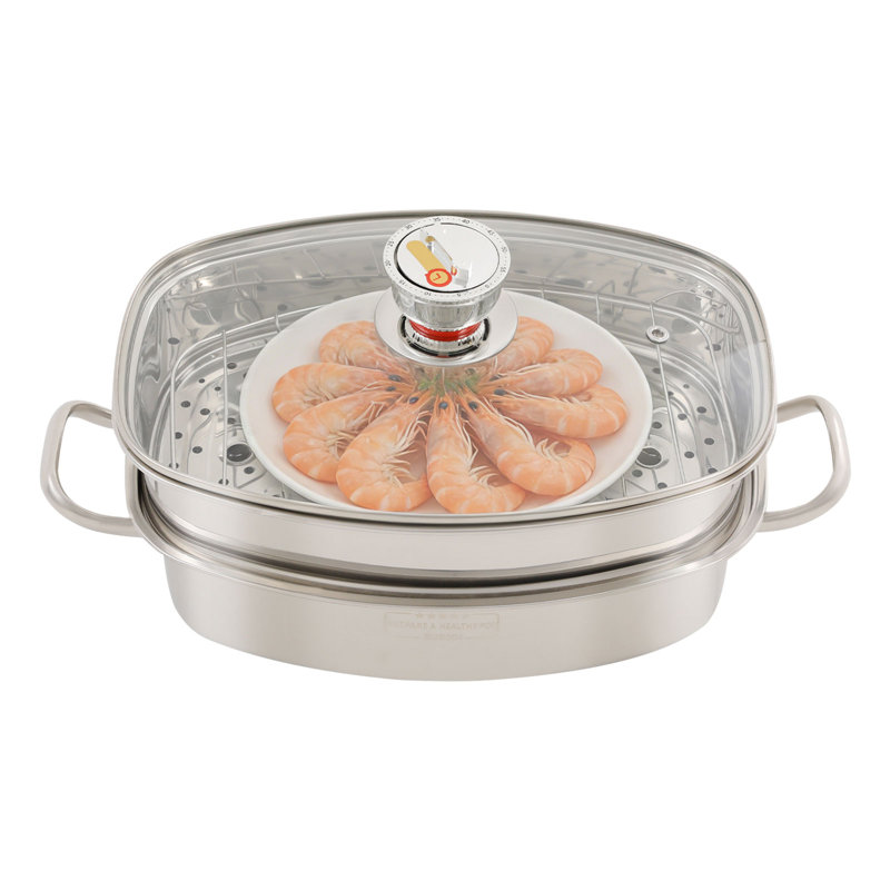 2 Tier Stainless Steel Steamer with Timer, 2 Tier