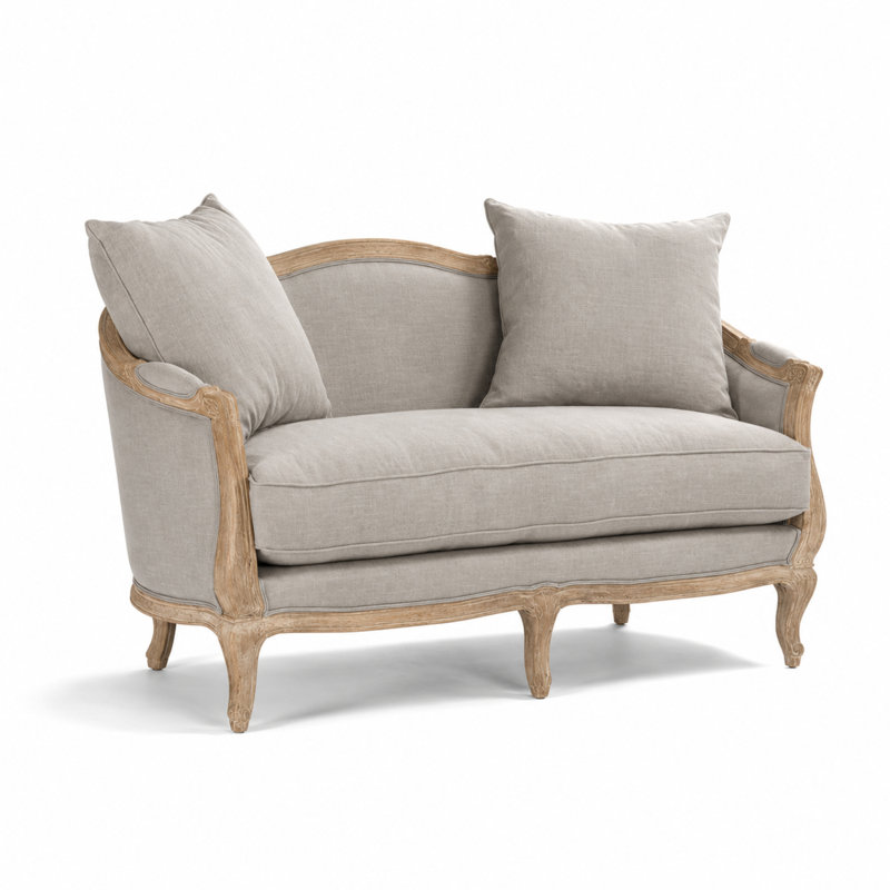 Maison Linen Loveseat, Gray Linen
