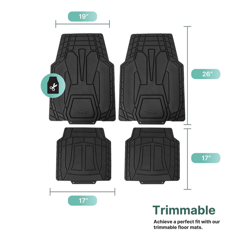 Rubber Floor Mats Full Set, Black