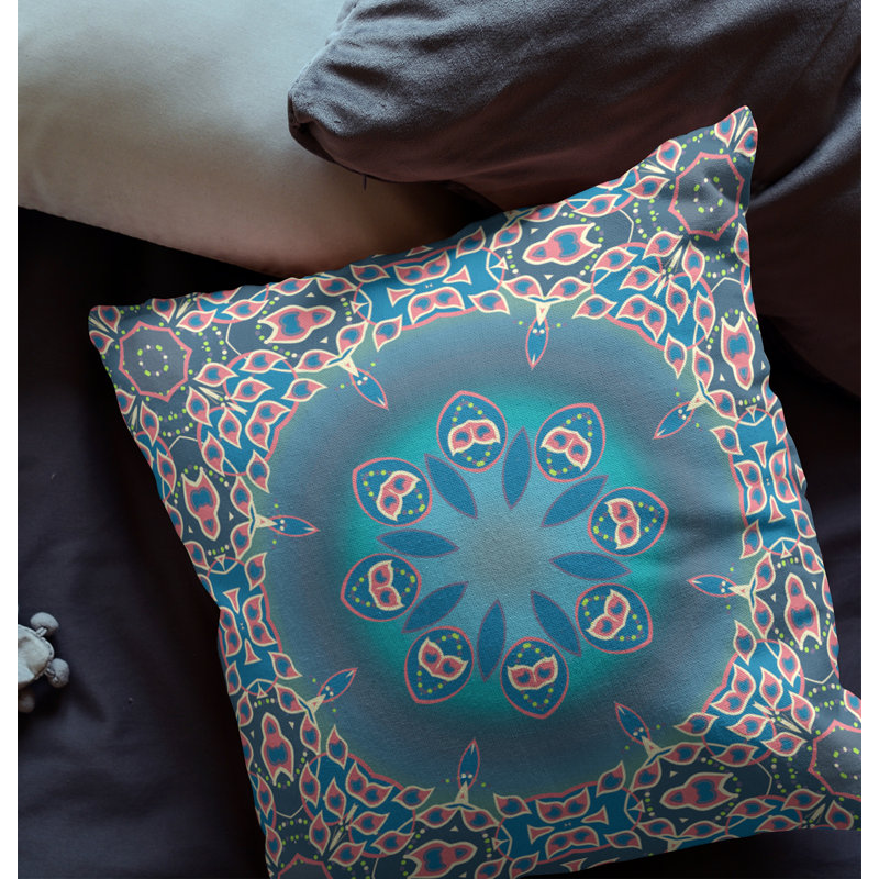Reversible Pillow Insert, 20" x 20", Zipper, Bright Blue/Grey