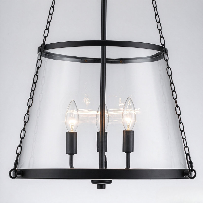 Luminaire suspendu pour îlot de cuisine 3 lumières avec verre conique, Brass