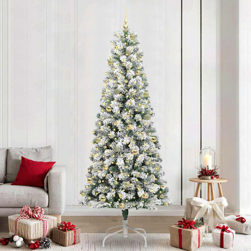 Artificial Hinged Christmas Tree Green and white, 7.87 ft