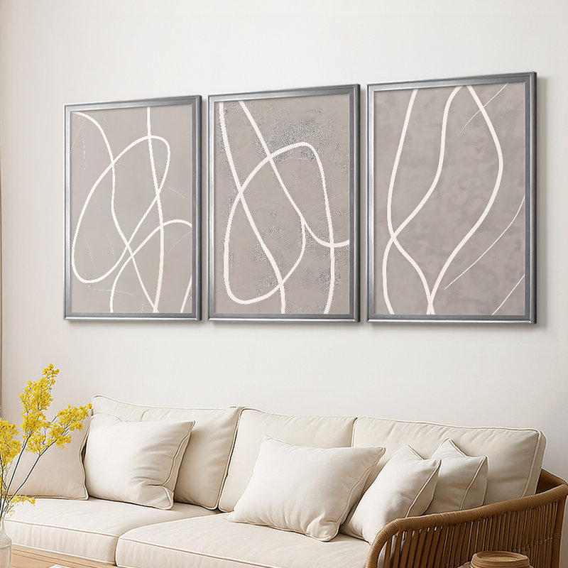 ABSTRACT Series DL XXXVI - Toile tendue avec châssis sur mesure - 3 pièces, H 21 po x l 30 po