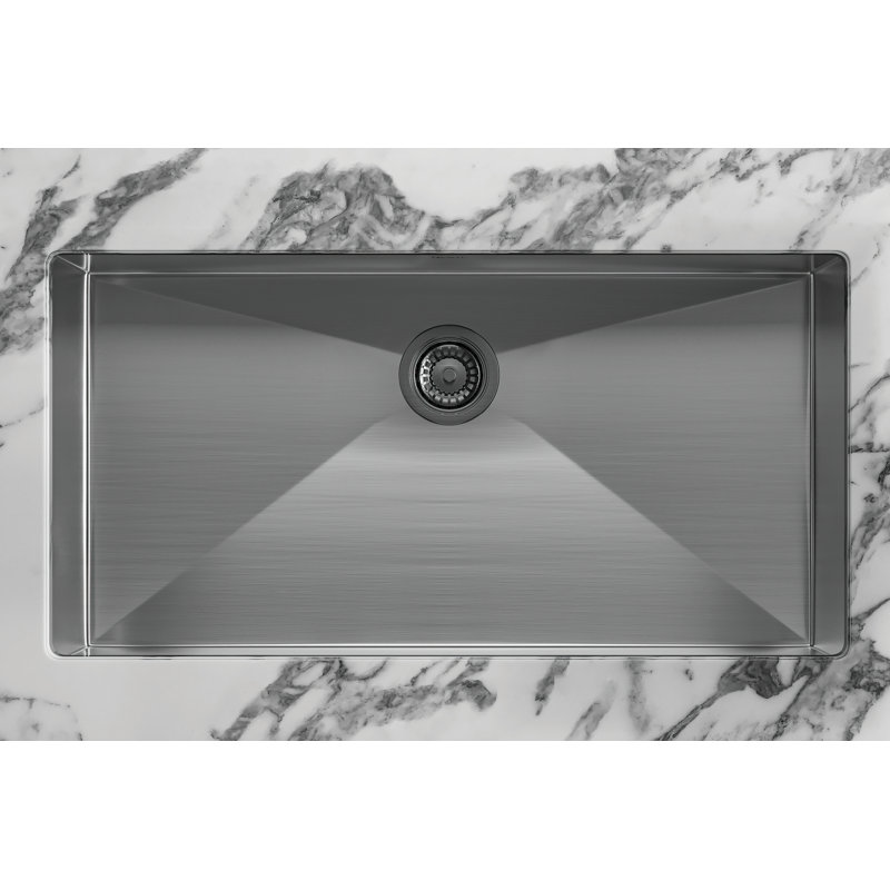 Forze 33" Single Bowl Stainless Steel Kitchen Sink, Black Stainless Steel
