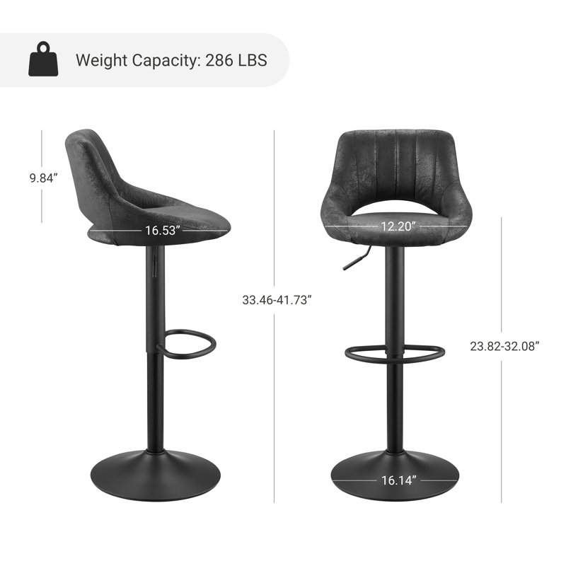 Tabouret tournant à hauteur réglable Licon, Noir