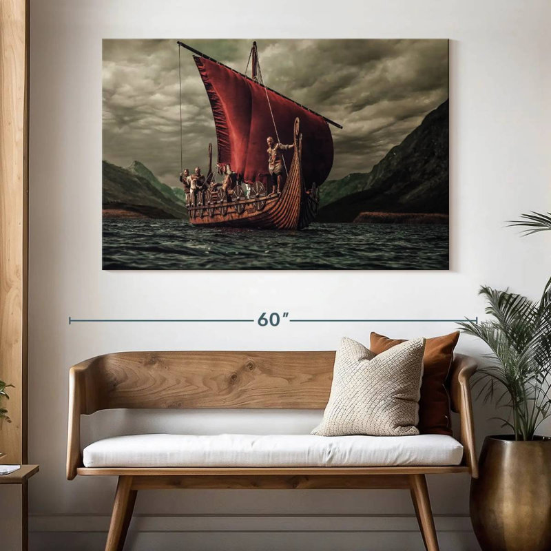 Mehar Vikings sur un bateau Drakkar, H 34 po x l 51 po