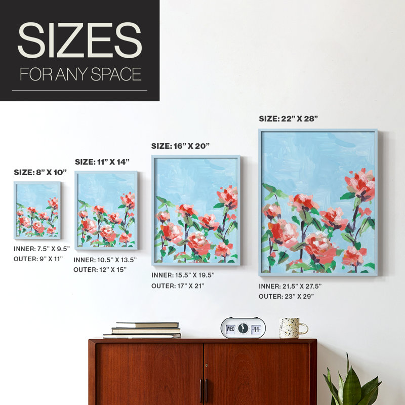 «Rose Garden Sky II», reproduction encadrée - bois massif, H 11 po x l 9 po, Bleu
