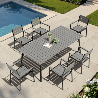 Currington 6 - Person Metal Patio Dining Set with Rectangular Table
