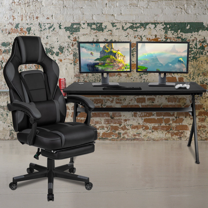 Ensemble de bureau rectangulaire configurable avec huche Bridesdale