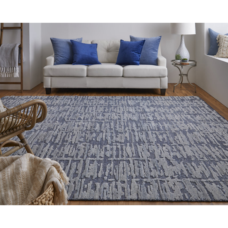 Berwyn Modern Abstract, Blue/Silver/Gray Area Rug, Rectangle 8'6" x 11'6"