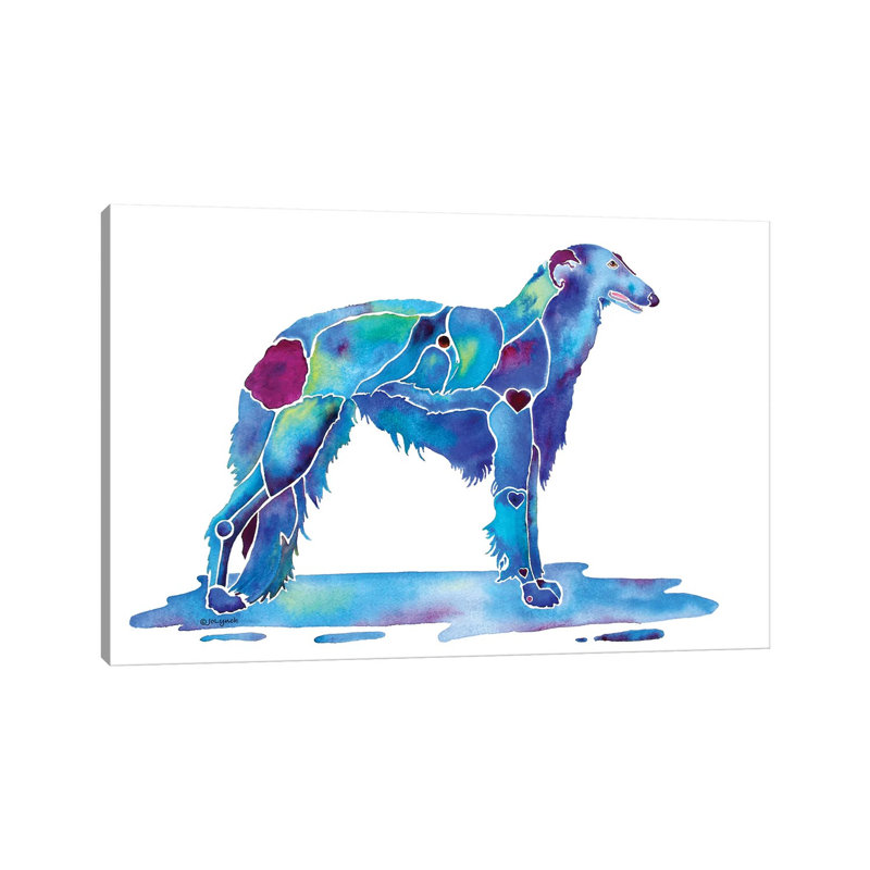 Borzoi Dog Blue by Jo Lynch - Wrapped Canvas Gallery-Wrapped Canvas Giclée, 66.04 cm H x 45.72 cm W