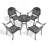 5-Piece Set Of Cast Aluminum Patio Furniture With Black Frame And Seat Cushions
