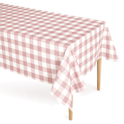 PEVA Waterproof Buffalo Gingham Tablecloth With Flannel Backing, Indoor & Outdoor Dining