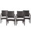 Chaises extérieures empilables en PE gris avec structure en fer, coussins argentés, conception de sièges confortables pour une utilisation en patio