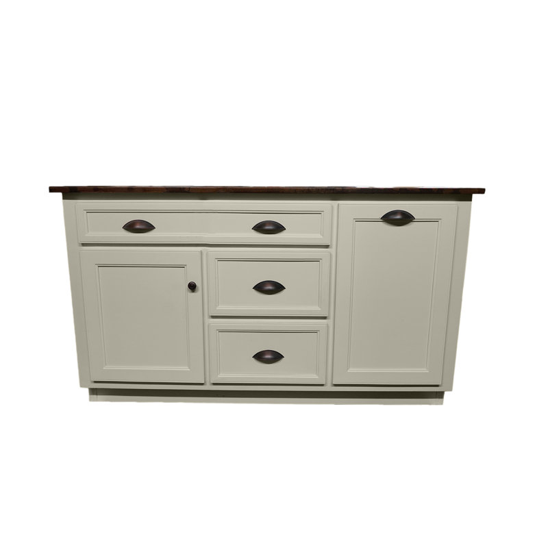 Javeyah Solid Wood Kitchen Island, Cream