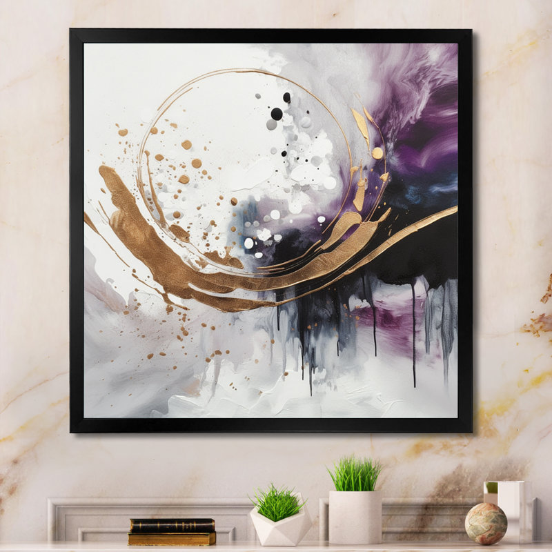 Circlar Design Solid Marble Art II - impression abstraite sur toile marbrée, Cadre photo noir, H 16 po x l 16 po x P 1 po