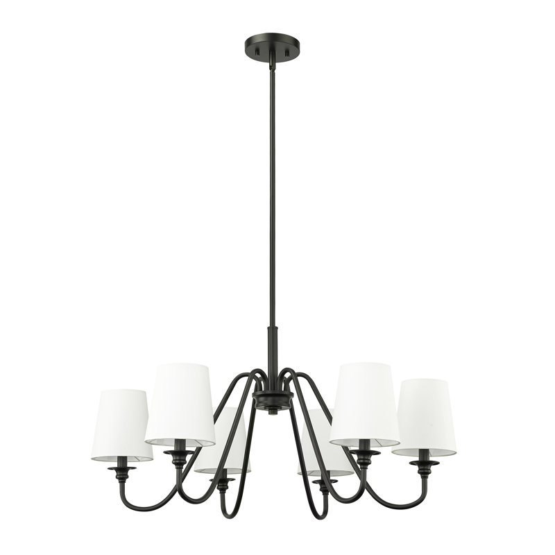 Lustre à intensité variable en acier 6 lumières Sujal, Noir mat, H 17 po x l 32 po x P 32 po