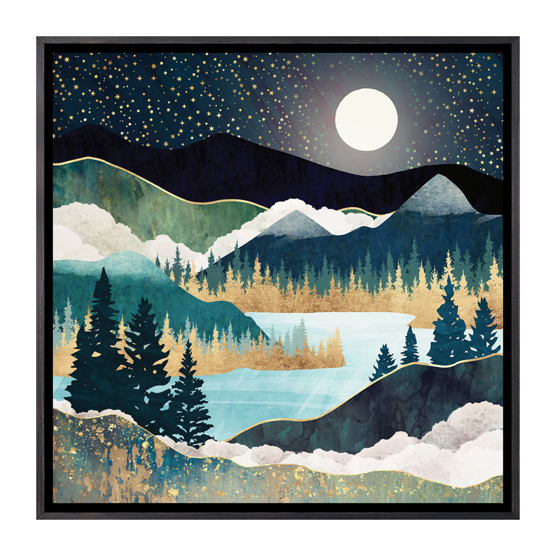 « star lake » par spacefrog designs-print, H 26 po x l 26 po x P 1,5 po, Toile avec cadre noir patiné