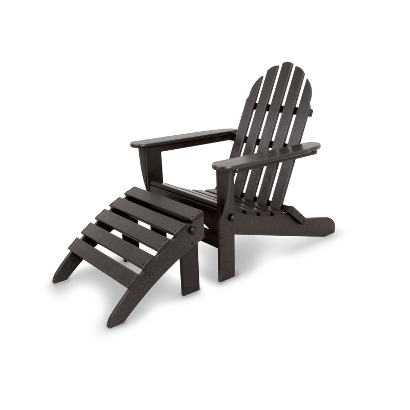 POLYWOOD Classics 2-Piece Folding Adirondack Set, Black