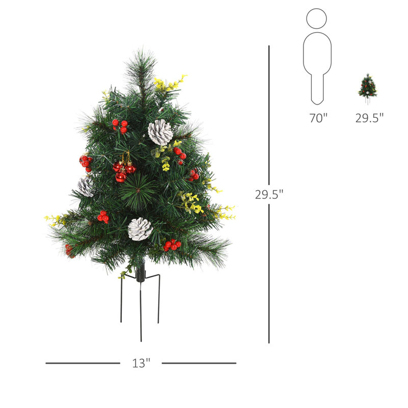 Arbre de Noël artificiel pré-éclairé 2,5 pi avec lumières DEL - assemblage facile pour la maison, le salon, le bureau, ensemble de 2
