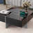 31.5"X 31.5", Unique Design Coffee Table With 4 Hidden Storage Compartments, Square Cocktail Table With Extendable Sliding Tabletop, UV High-Gloss Design Center Table-1349136629
