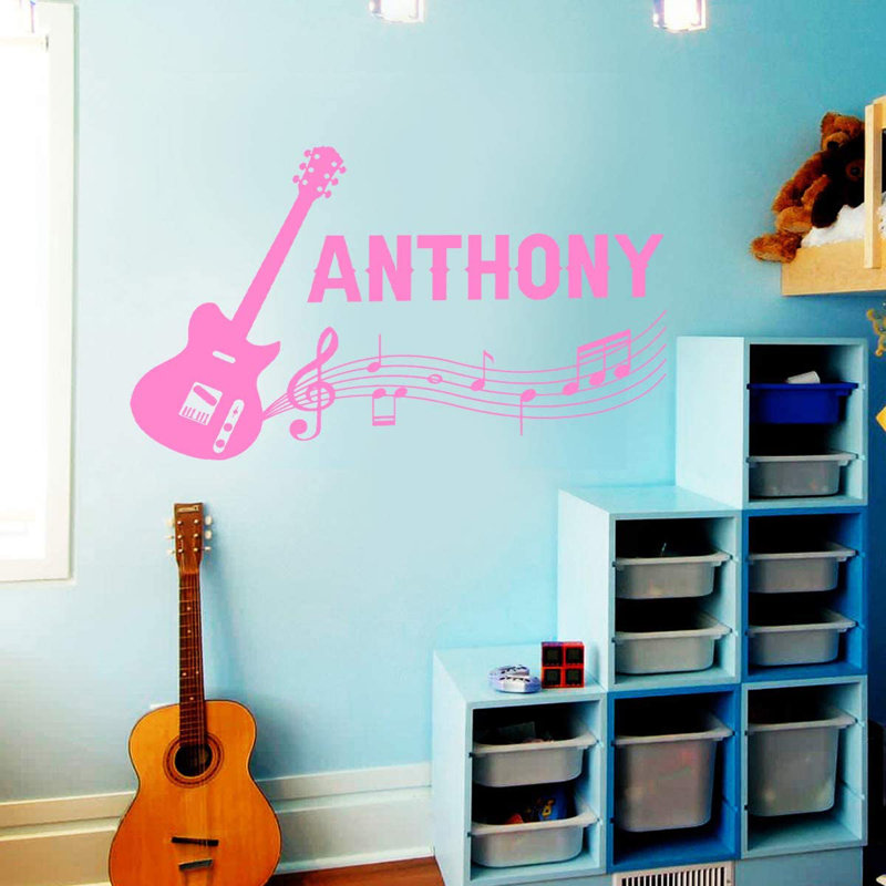Adhésif décoratif guitare personnalisée, H 13 po x l 22 po, Rose